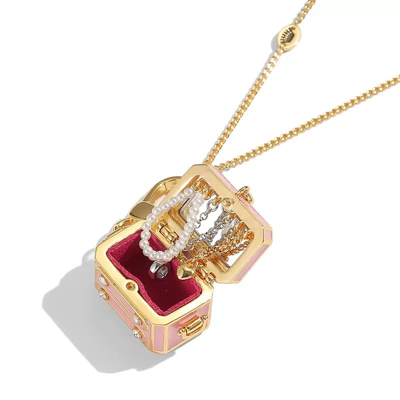 Princess Secret Enamel Jewelry Chest Locket Necklace