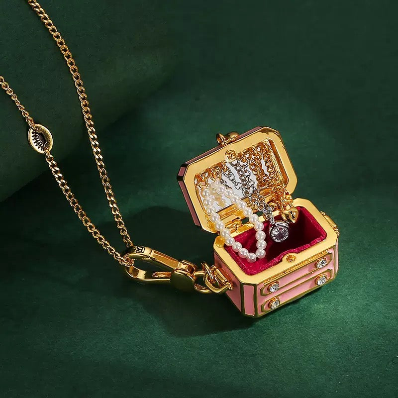 Princess Secret Enamel Jewelry Chest Locket Necklace