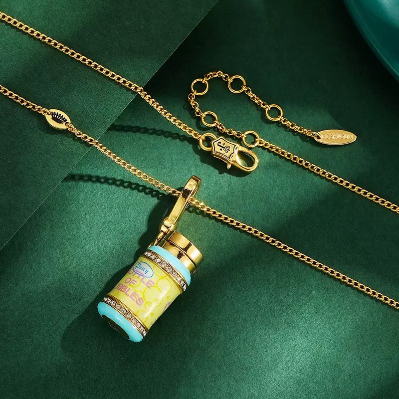 Bubble Bottle Enamel Jewelry Locket Neckelace