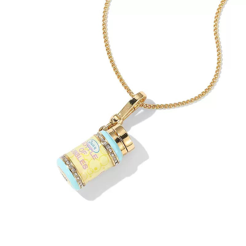 Bubble Bottle Enamel Jewelry Locket Neckelace