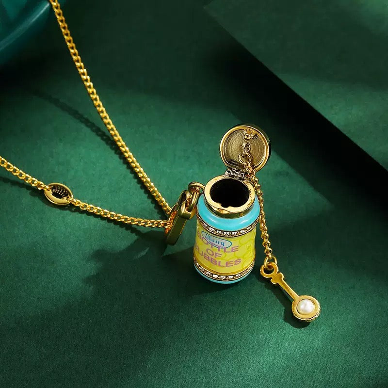 Bubble Bottle Enamel Jewelry Locket Neckelace