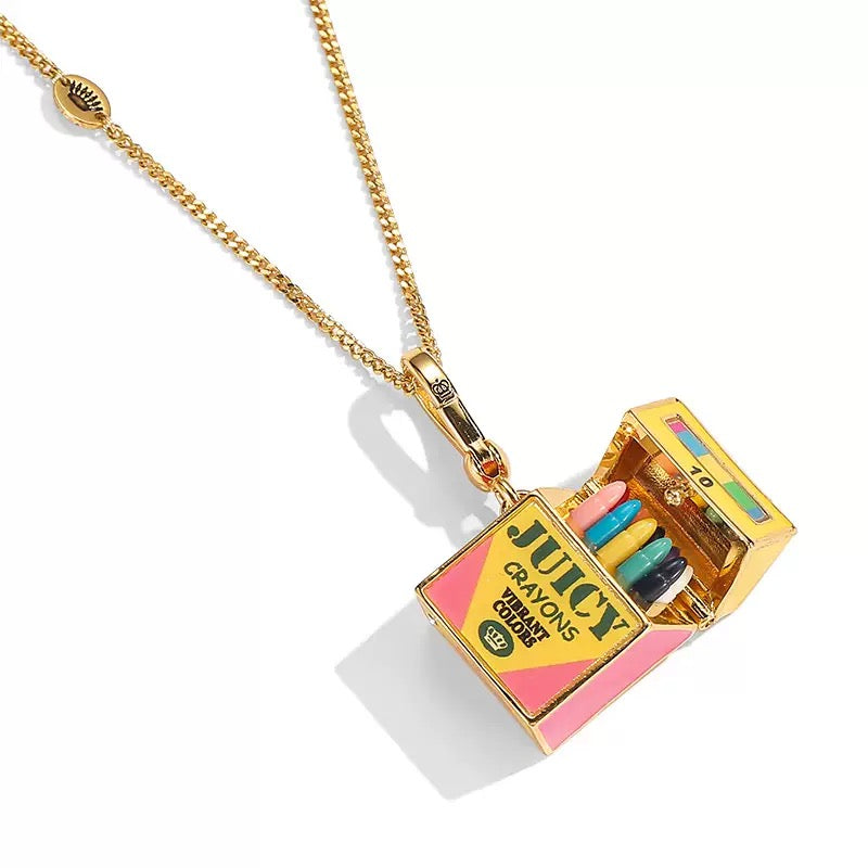 Crayon Box Enamel Jewelry Charm Necklace