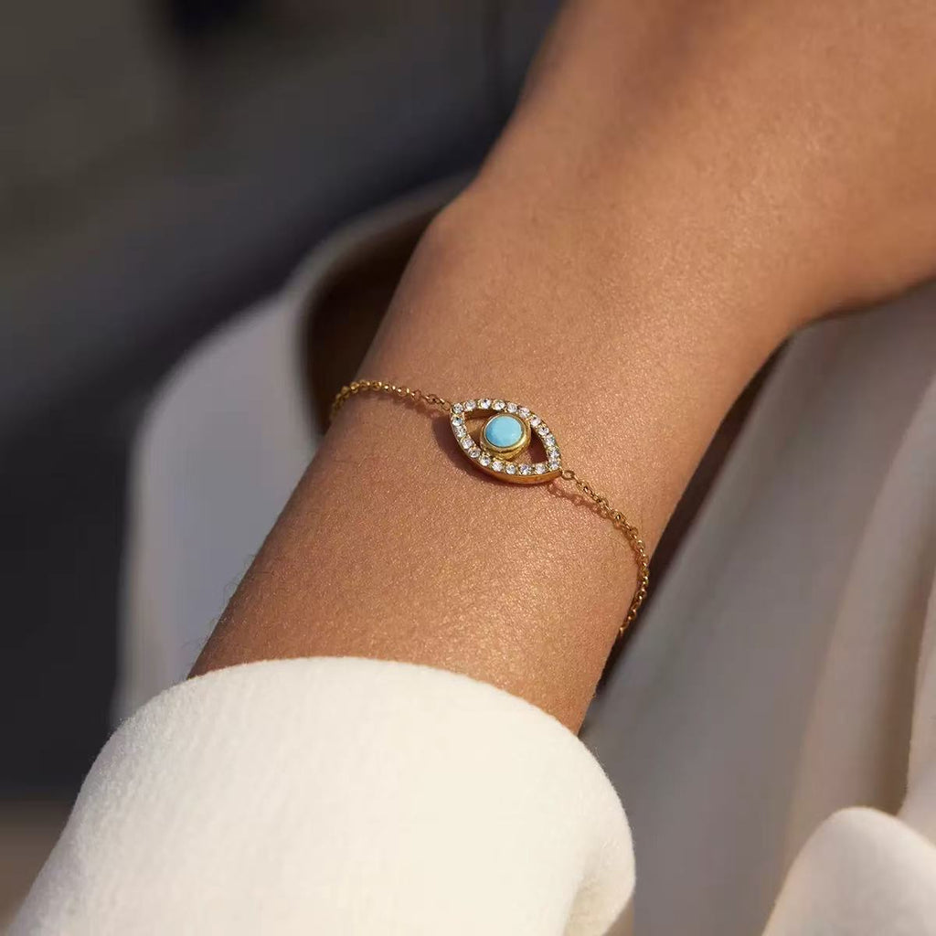 Aqua Glow Evil Eye 5-Piece Bracelet Stack