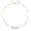 Pastel Floral Dainty Enamel  Necklace