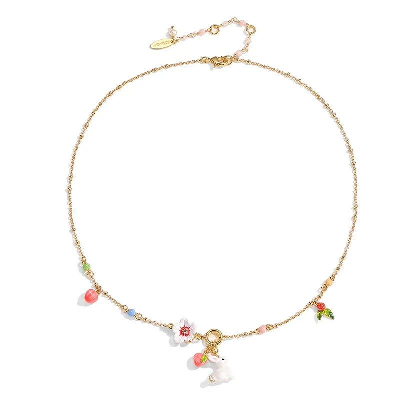 Peach Bunny Necklace