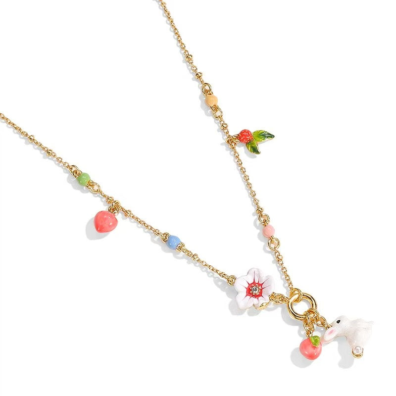 Peach Bunny Necklace