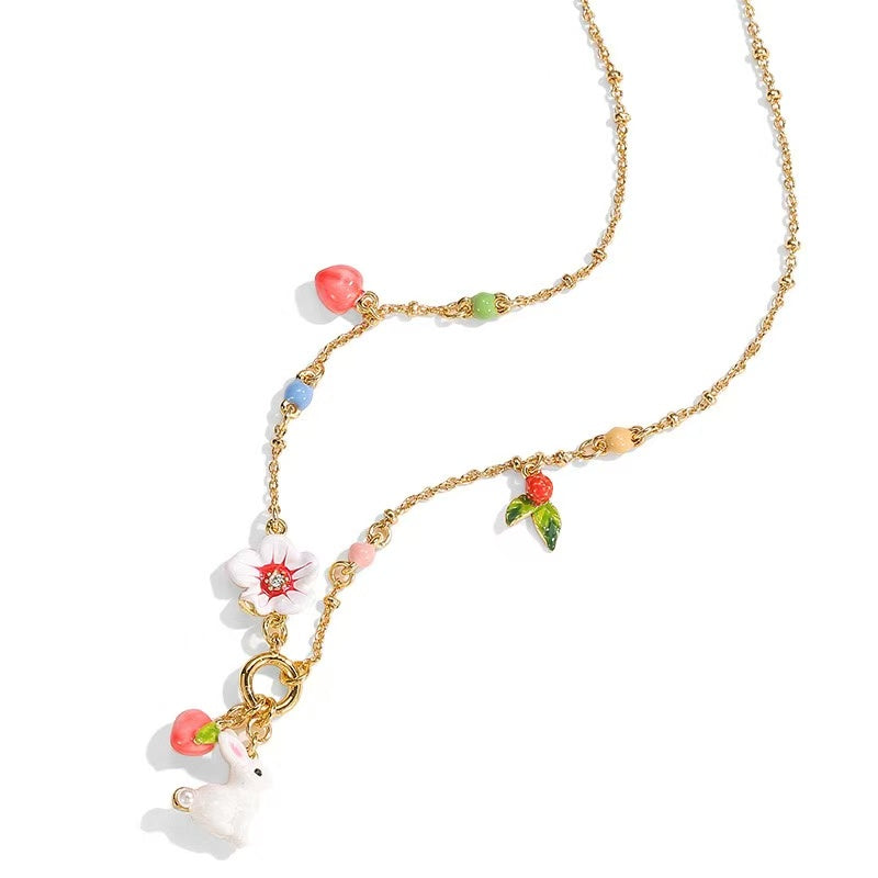 Peach Bunny Necklace