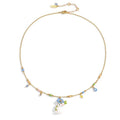 Blue Flower Bunny Necklace