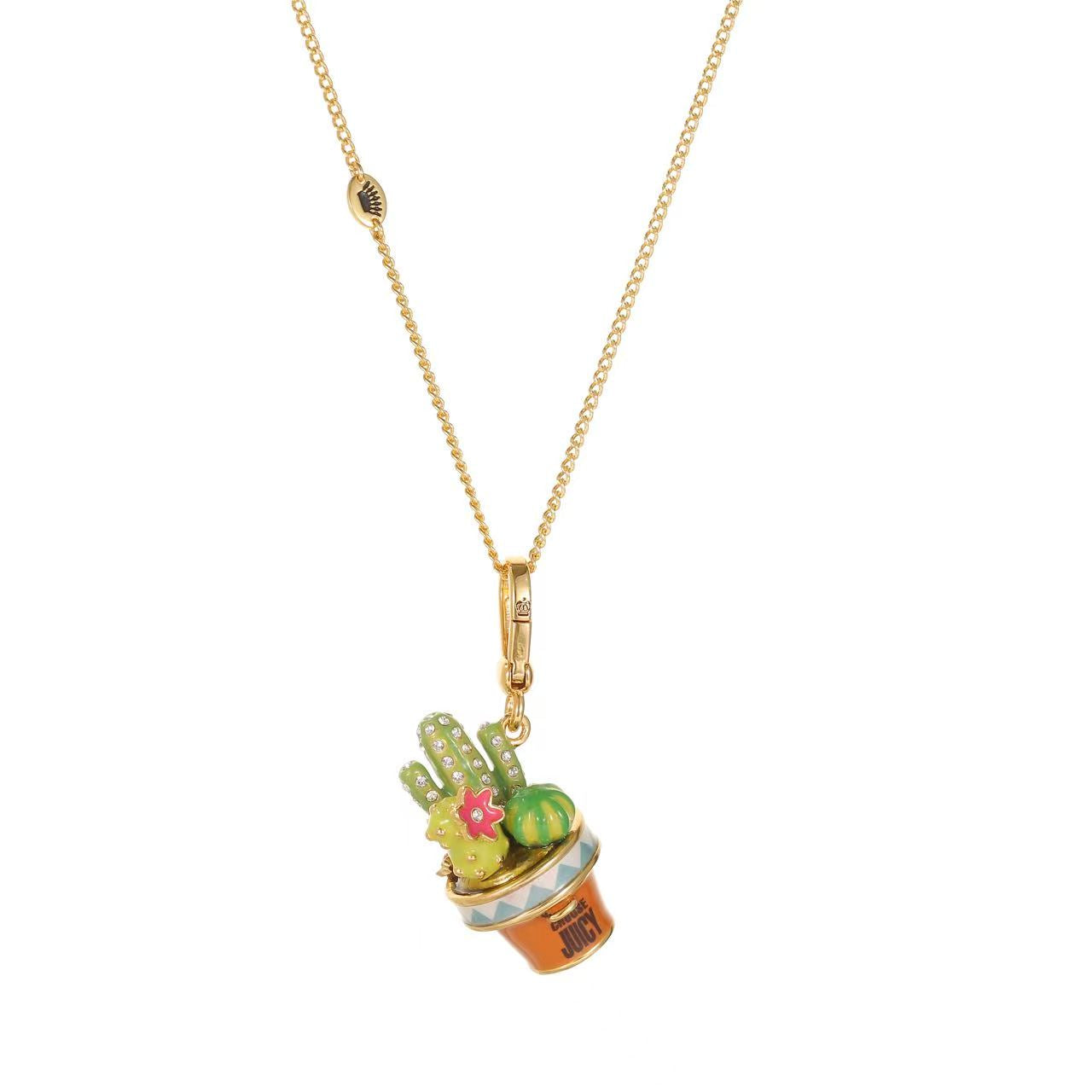 Cactus Pot Enamel Charm Necklace