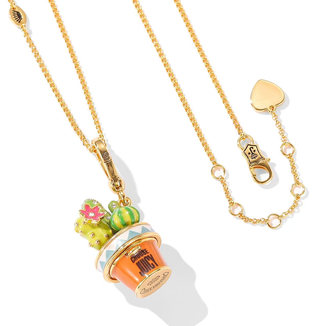 Cactus Pot Enamel Charm Necklace