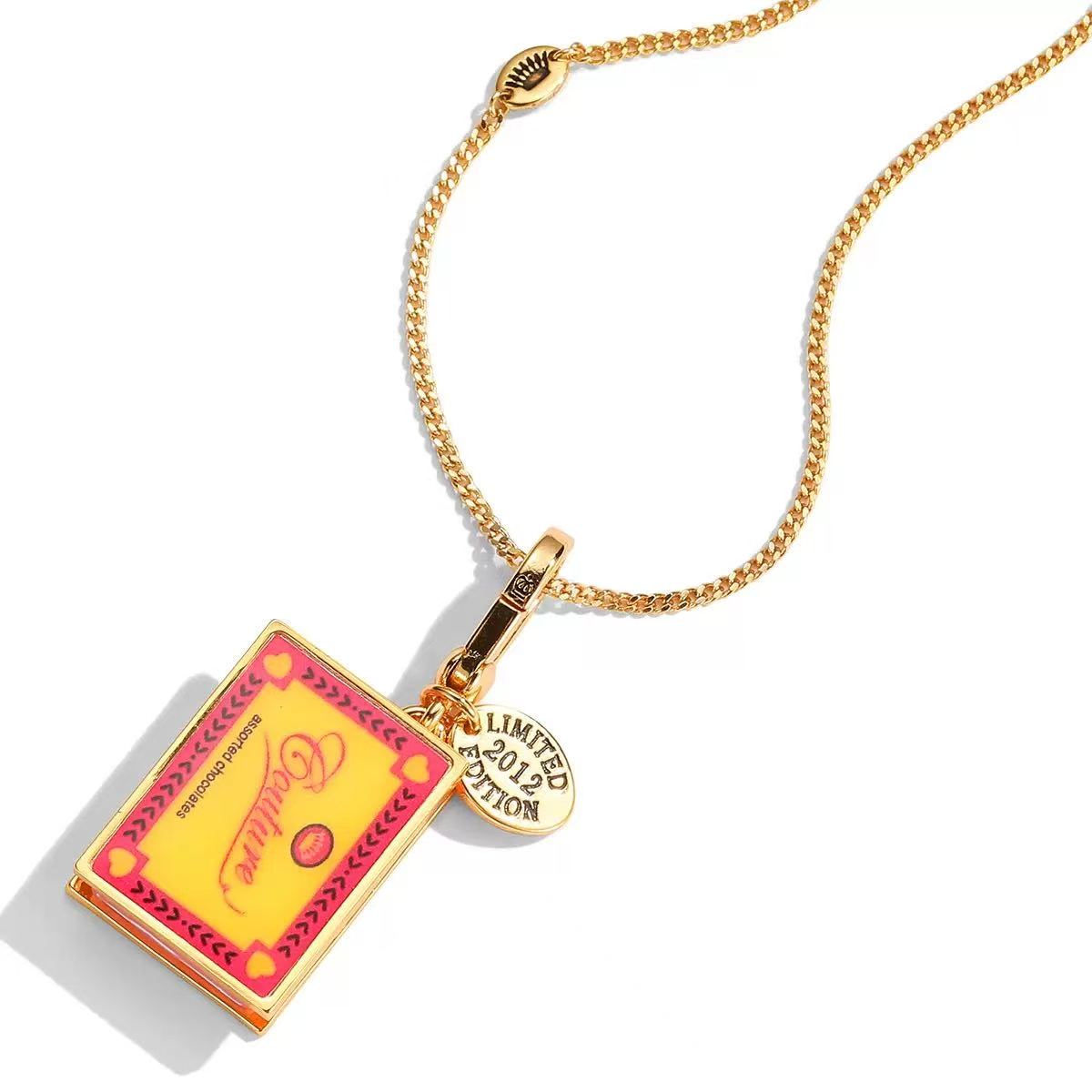 Vintage Chocolate Box Enamel Necklace