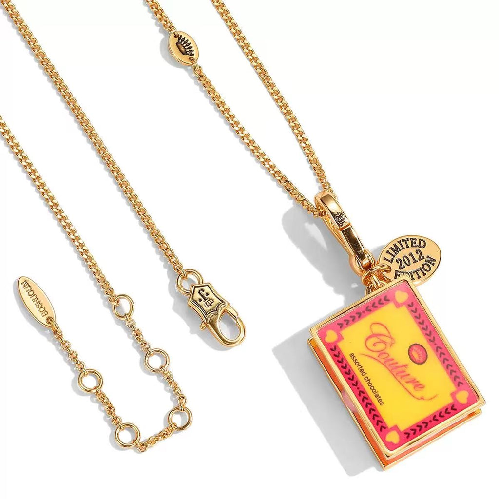 Vintage Chocolate Box Enamel Necklace