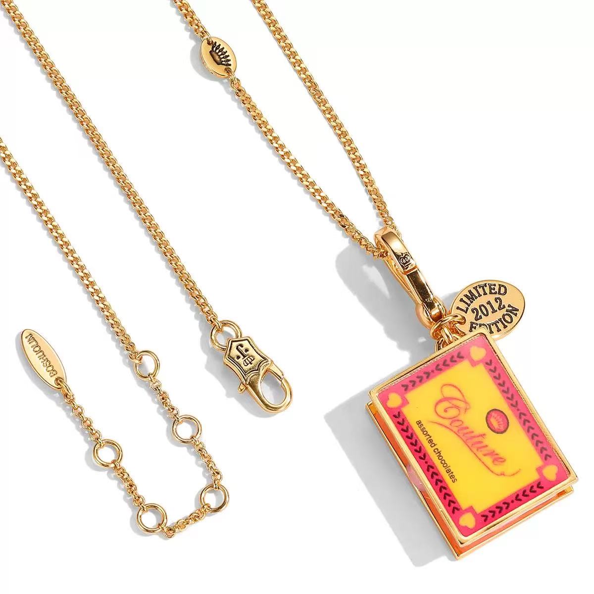Vintage Chocolate Box Enamel Necklace