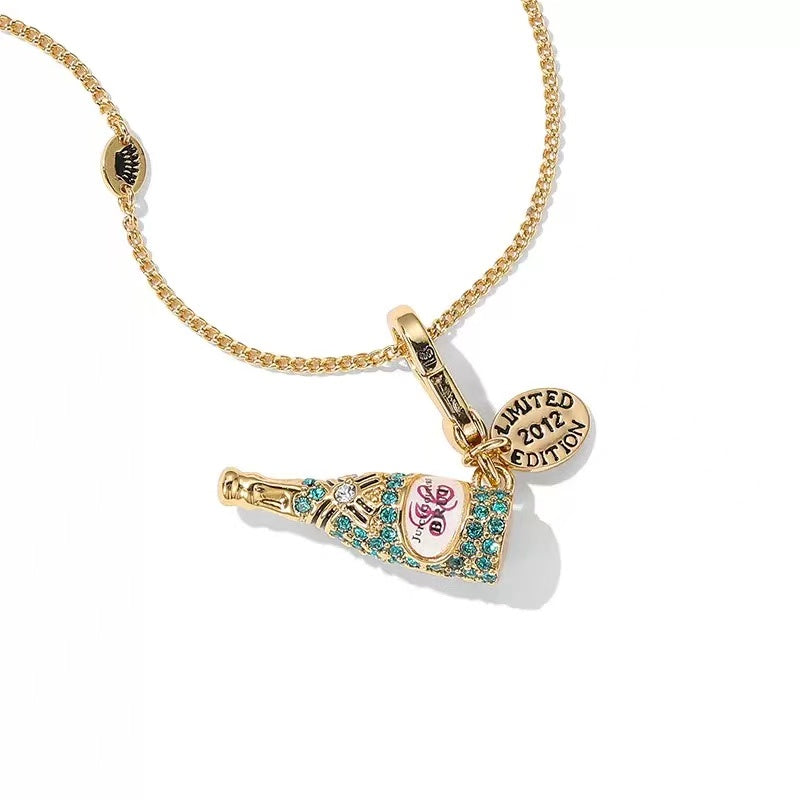 Full Rhinestone Champagne Bottle Necklace