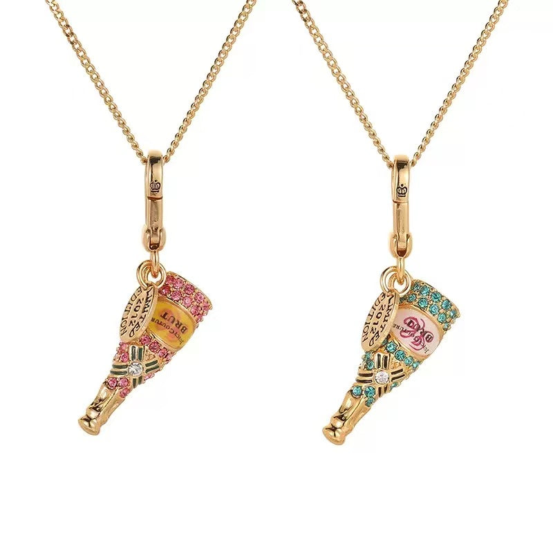 Full Rhinestone Champagne Bottle Necklace