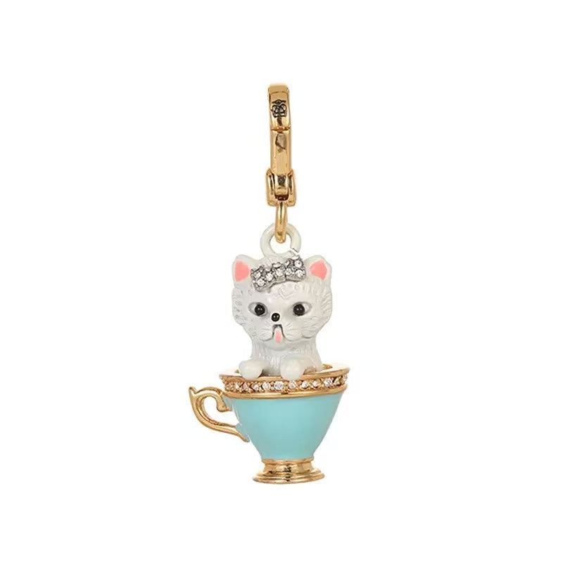 Teacup Kitten Enamel Necklace