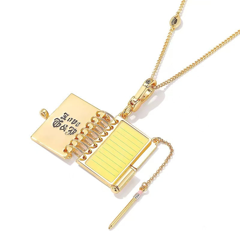 Open Notebook Locket Charm Necklace