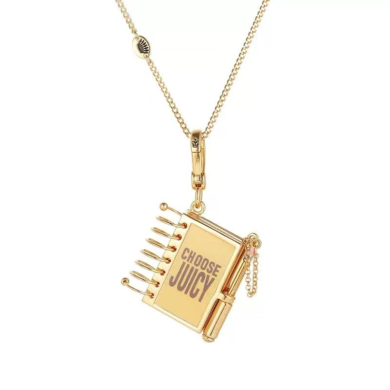 Open Notebook Locket Charm Necklace
