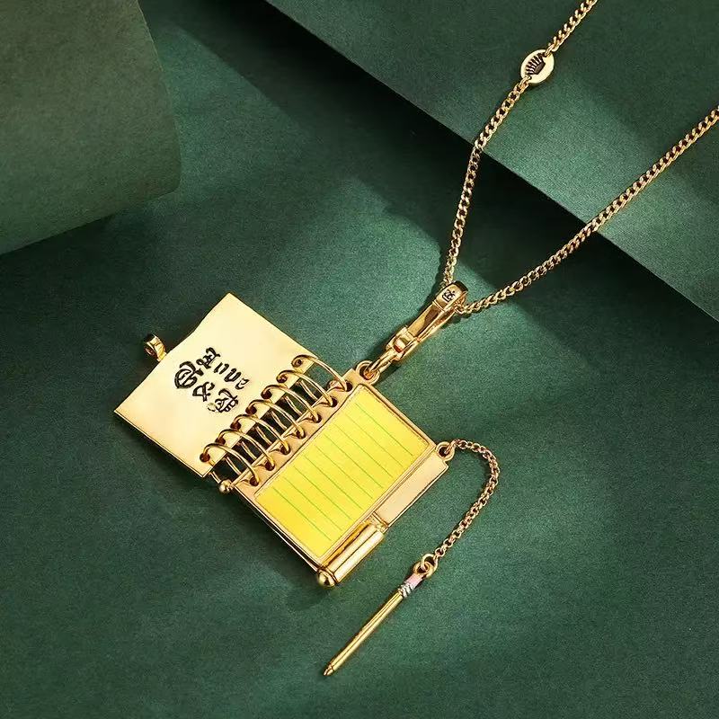 Open Notebook Locket Charm Necklace