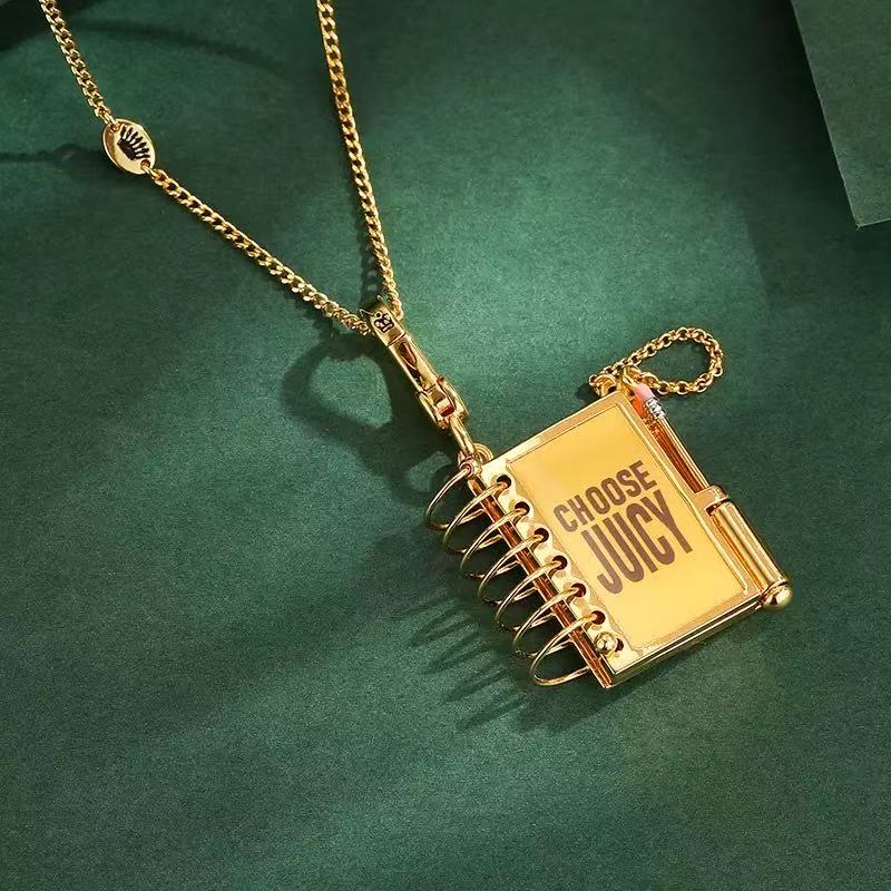 Open Notebook Locket Charm Necklace
