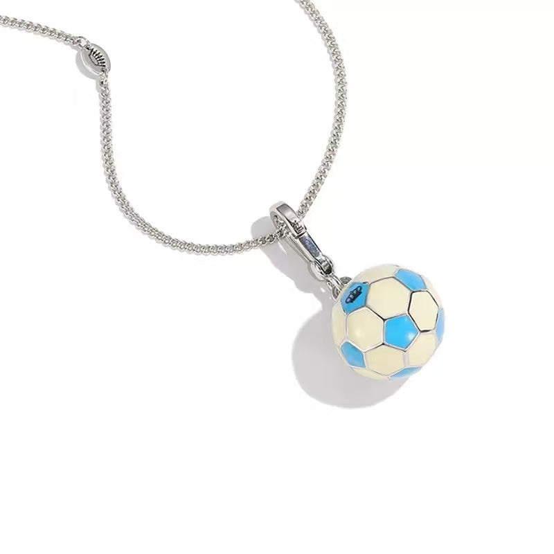 Enamel Soccer Ball Charm Necklace
