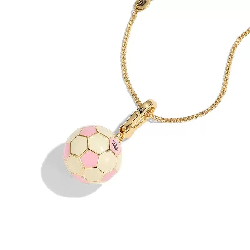Enamel Soccer Ball Charm Necklace