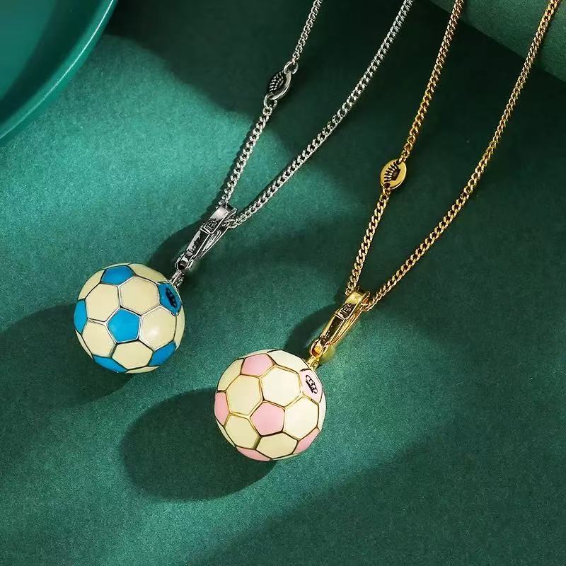 Enamel Soccer Ball Charm Necklace