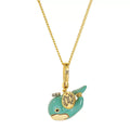 Vintage Blue Whale Enamel Locket Charm Necklace