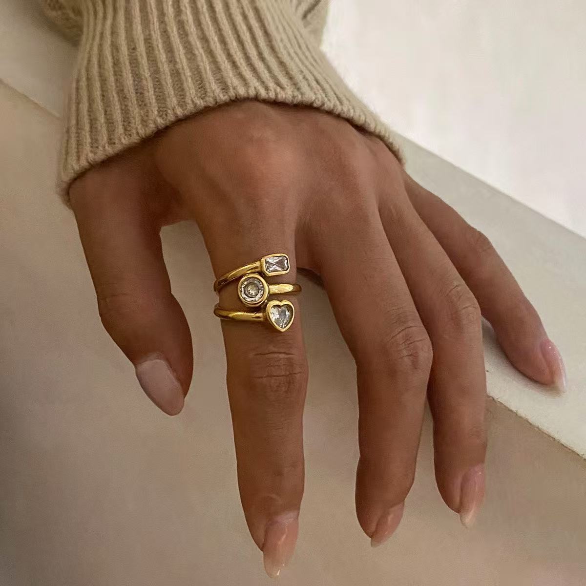 Lumière Three‑Stone Cuff Ring