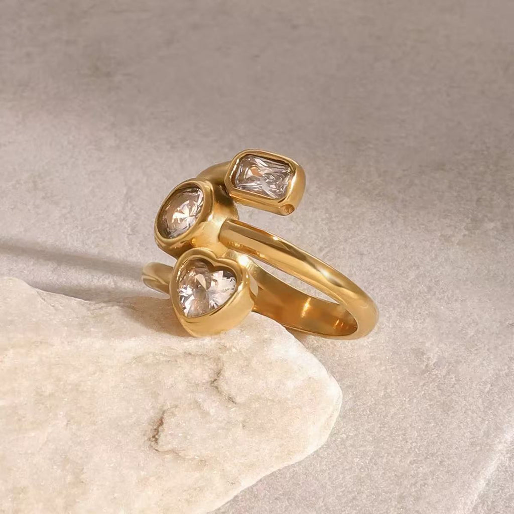 Lumière Three‑Stone Cuff Ring