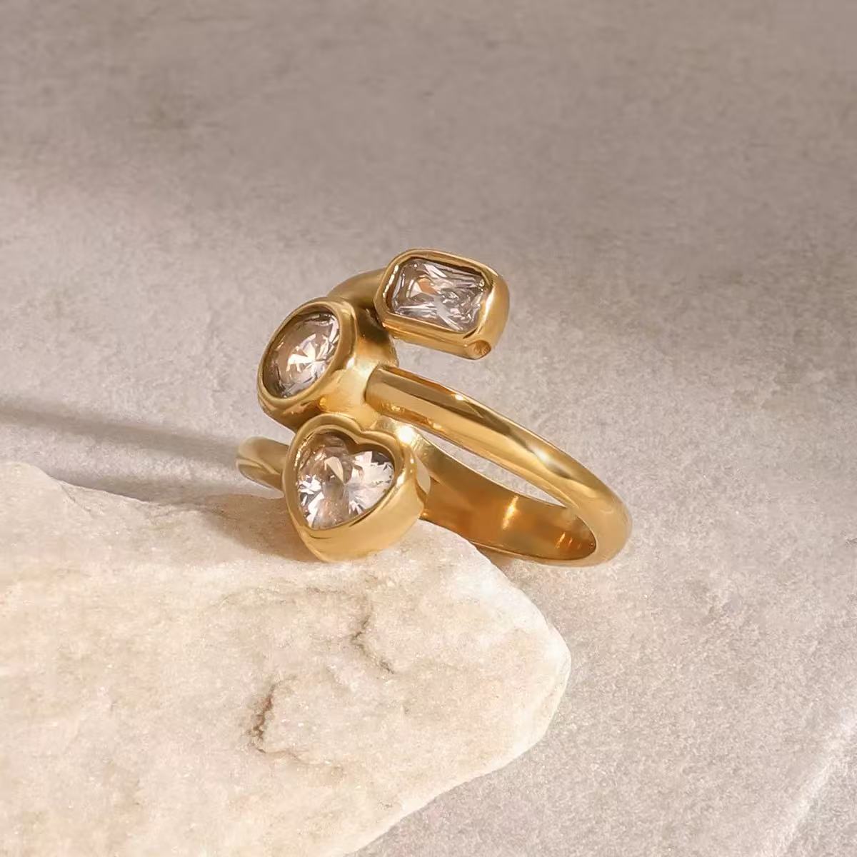 Lumière Three‑Stone Cuff Ring