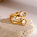 Lumière Three‑Stone Cuff Ring