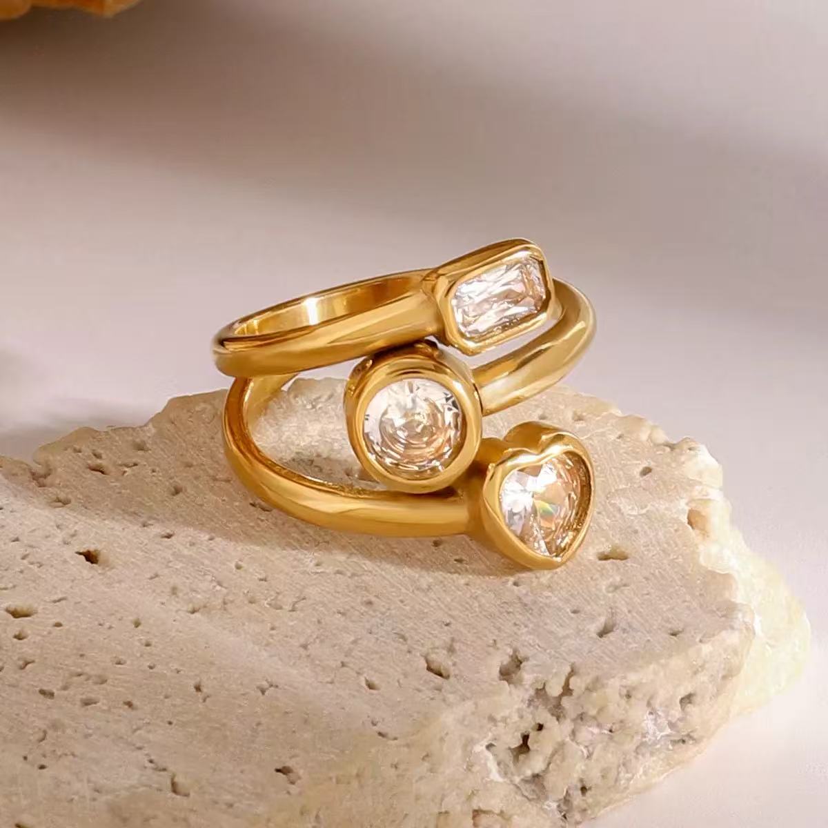 Lumière Three‑Stone Cuff Ring