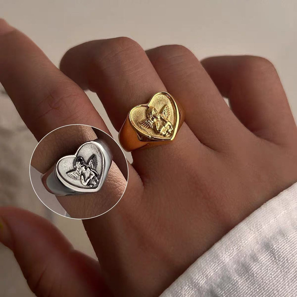 Angel Heart Signet Ring