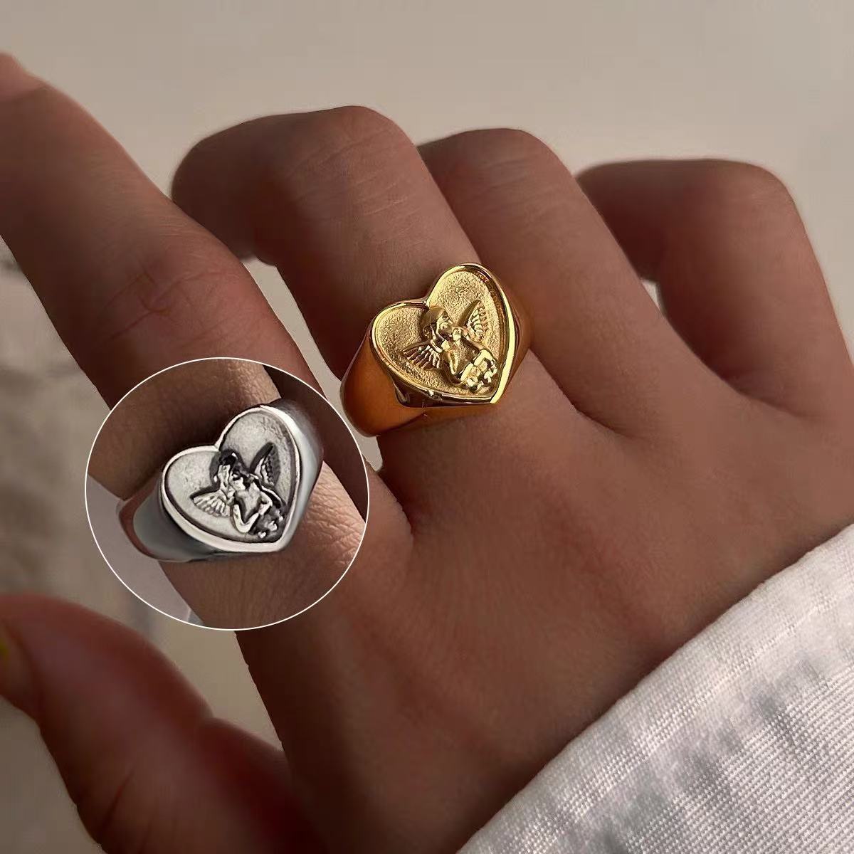 Angel Heart Signet Ring