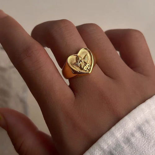 Angel Heart Signet Ring