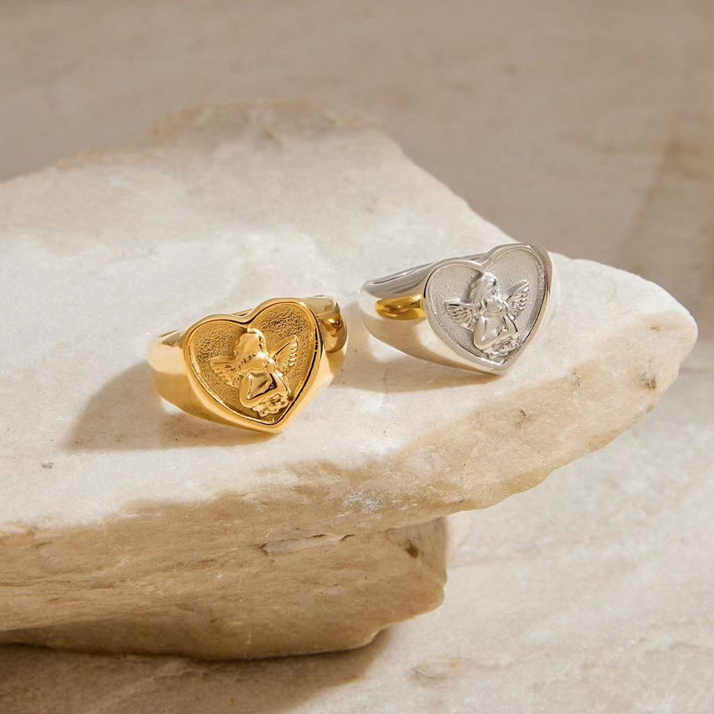 Angel Heart Signet Ring