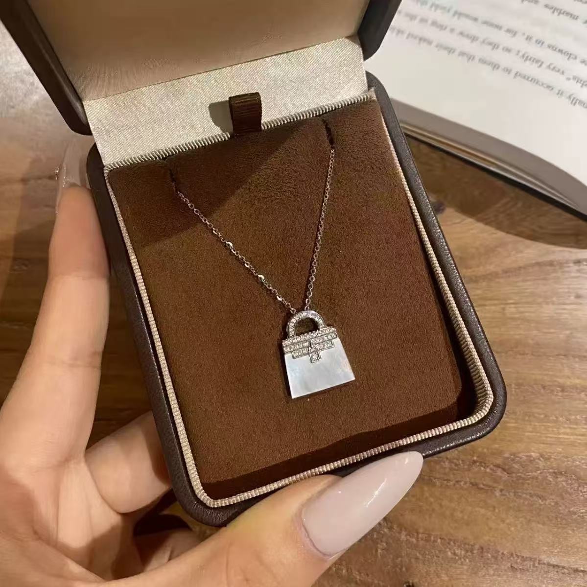 White Mother Of Pearl Bag Necklace