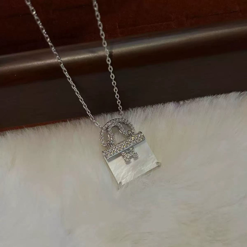 White Mother Of Pearl Bag Necklace